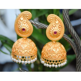 KOYARI POLISH RUBY MATTE FINISH  JHUMKA EARRINGS
